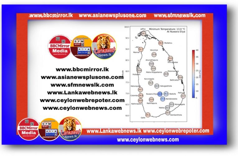 2025-12-29 දින දිවයිනේ අවම උෂ්ණත්වය සෙල්සියස් අංශක 13.0 ක්